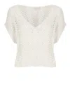 Antonelli Paillette-embellished Ivory Sweater With Wide Neckline In White