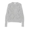 Antonelli Sequin-embellished Diamond-pattern Sweater In Gray