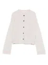 Antonelli Fuzzy Cropped Cardigan With Ribbed Details In Gray