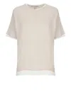 Antonelli Crew Neck Cotton T-shirt With Contrasting Details In Neutral