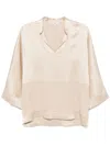Antonelli Relaxed Fit Beige Top With V-neckline In Beige