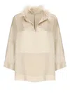 Antonelli Relaxed Fit Beige Top With V-neckline In Beige