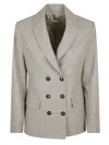Antonelli Tailored Double-breasted Wool Blend Jacket With Notched Lapel In White