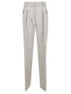 Antonelli Tailored High-waisted Trousers With Pleated Front And Textured Finish In White