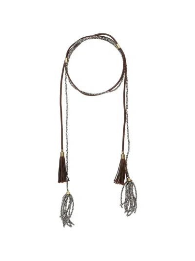 Antonelli Tassel Beaded Necklace In Brown