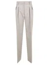 Antonelli Tailored High-waisted Trousers With Pleated Front And Textured Finish In Neutral