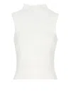 Antonelli High Neck Sleeveless Ribbed Cotton Top In Blue