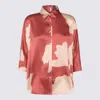 Antonelli Red And White Linen Top In Red