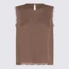 Antonelli Linen Fringed Top With Delicate Hem In Multicolor