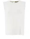 Antonelli Fringed Sleeveless Linen Top In White