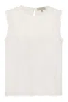 Antonelli Fringed Sleeveless Linen Top In White