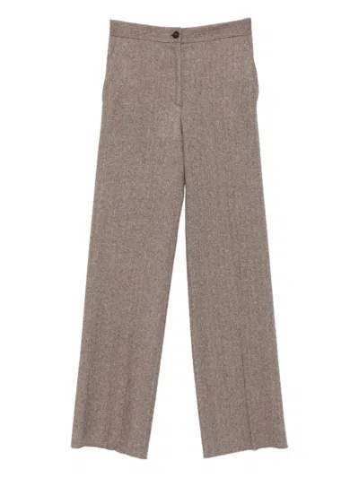 Antonelli Torcetti Herringbone Trousers In Animal Print