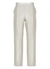 Antonelli Wide Leg Gold Linen Pants With Side Zip In White