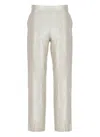 Antonelli Wide Leg Gold Linen Pants With Side Zip In White