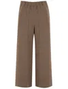 Antonelli Wide Leg Brown Linen Trousers In Brown