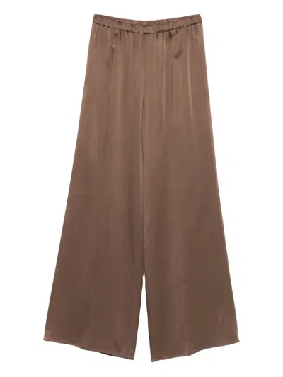 Antonelli Elasticated-waist Satin Trousers In Brown