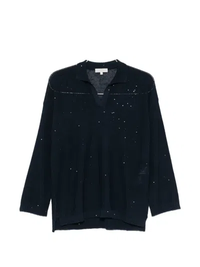 Antonelli V-neck Embellished Sweater In Blue