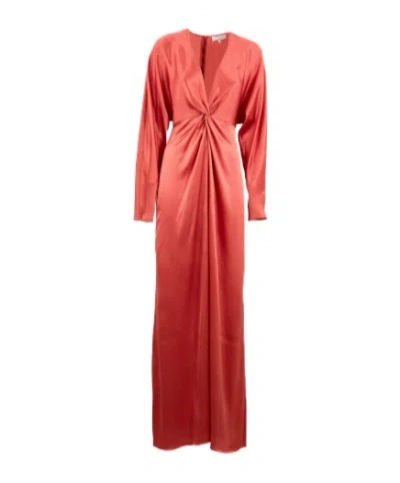 Antonelli V-neck Long Sleeve Dress In Red