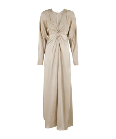 Antonelli V-neck Long Sleeve Dress In Neutral
