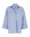 Antonelli 'alighieri' Blue Shirt With V Neck And Wide Sleeves