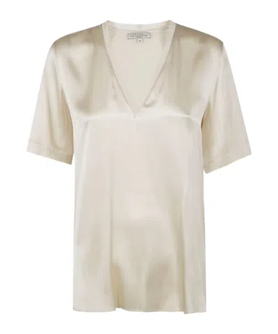 Antonelli V-neck Short Sleeve Top In Neutral