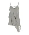 Antonelli 'danimarca' Gray Top With Adjustable Spaghetti Straps And Front Asymmetric Ruffle In Gray