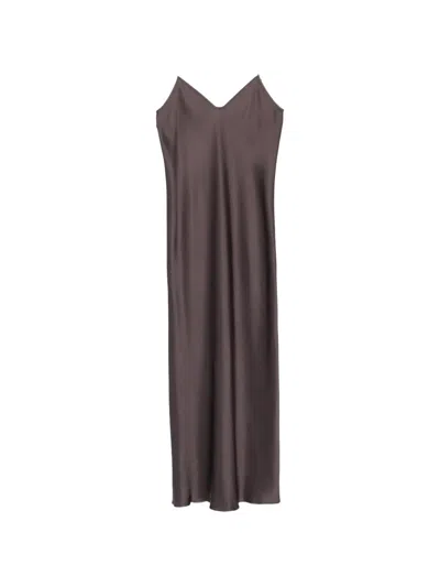 Antonelli V-neck Slip Maxi Dress In Brown