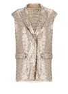 Antonelli Gold Paillettes Pattern Gilet With Peak Lapel