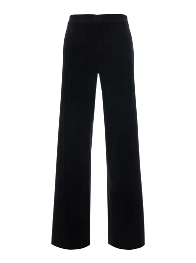 Antonelli Velvet Side-zip Pants With Side Pockets, Regular Fit In Black