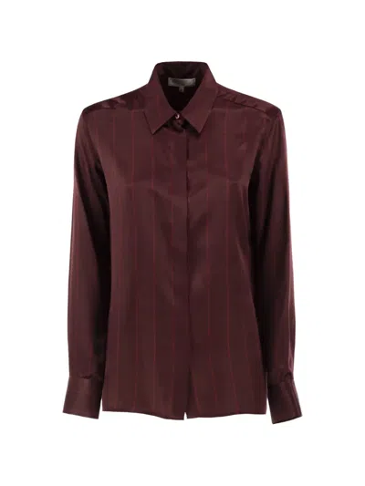 Antonelli Vertical-stripe Shirt In Burgundy