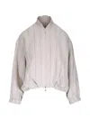 Antonelli Vertical-stripe Zip-up Jacket In Neutral