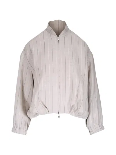 Antonelli Vertical-stripe Zip-up Jacket In Neutral