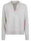Antonelli Long-sleeved Ribbed Sweater In Gray