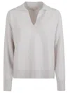 Antonelli Long-sleeved Ribbed Sweater In White