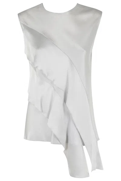 Antonelli Viterbo Sleeveless Satin Top In Silver