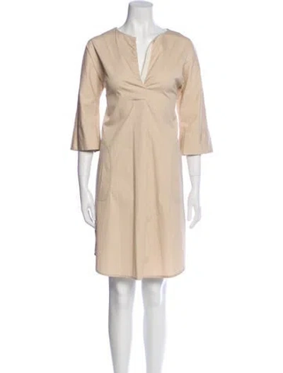Pre-owned Antonelli V-neck Knee-length Dress In Neutral