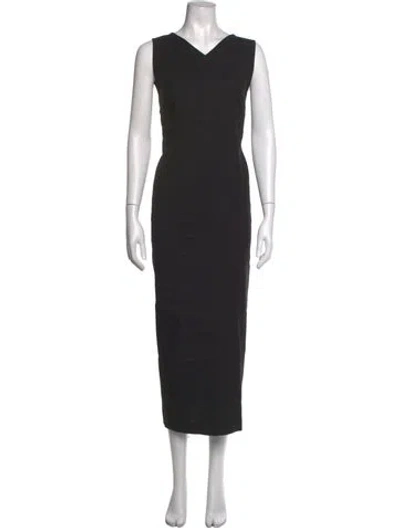 Pre-owned Antonelli V-neck Long Dress In Black