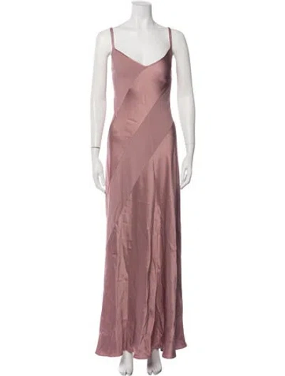Pre-owned Antonelli V-neck Long Dress In Pink