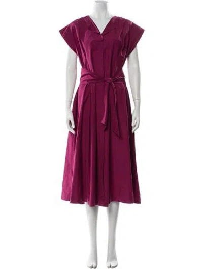 Pre-owned Antonelli V-neck Long Dress W/ Tags In Burgundy