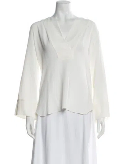 Pre-owned Antonelli V-neck Long Sleeve Blouse W/ Tags In White