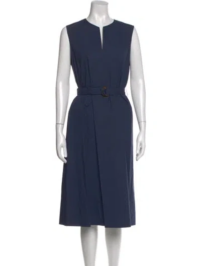 Pre-owned Antonelli V-neck Midi Length Dress In Blue