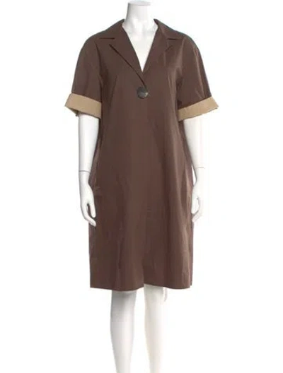 Pre-owned Antonelli V-neck Midi Length Dress In Brown