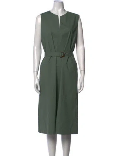 Pre-owned Antonelli V-neck Midi Length Dress In Green