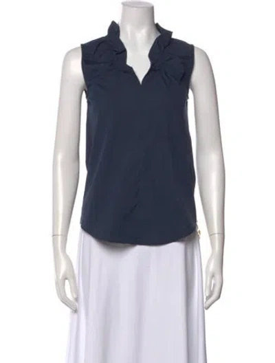 Pre-owned Antonelli V-neck Sleeveless Blouse In Blue
