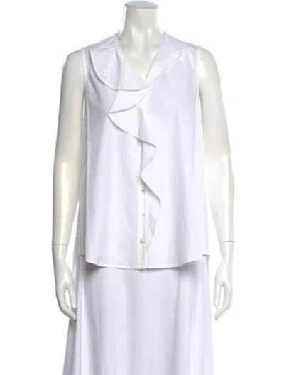Pre-owned Antonelli V-neck Sleeveless Blouse In White