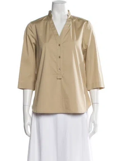 Pre-owned Antonelli V-neck Three-quarter Sleeve Blouse In Neutral