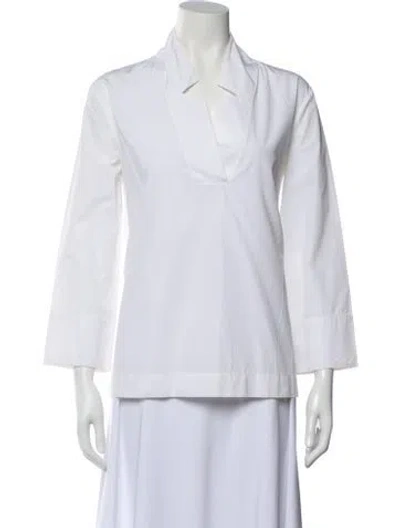 Pre-owned Antonelli V-neck Three-quarter Sleeve Blouse In White