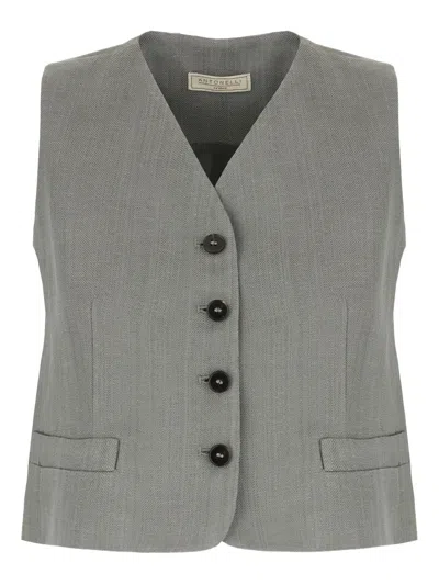 Antonelli Welt-pockets Waistcoat In Gray