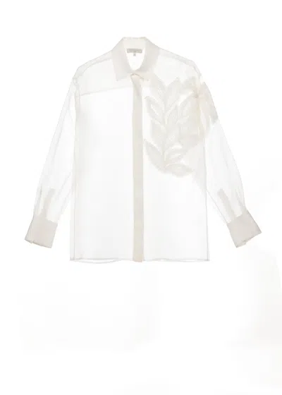 Antonelli White Alessandra Embroidered Silk Shirt