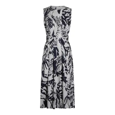 Antonelli White And Blue Cotton Dress In Multi